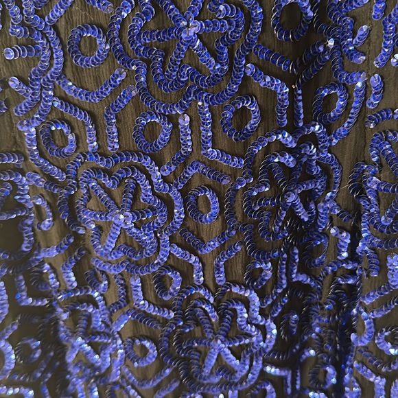 Stenay Vintage Blue Black Sequin 80s Cocktail Dress Size 10 Holiday New Years - Picture 2 of 6